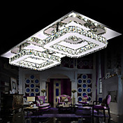 LED Crystal Flush Mount, 2 Light, Modern Transparent Electroplating Stainless Steel