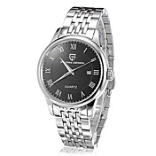 Pagani Men's Calendar Simple Black Round Dial Full Steel Band Quartz Analog Wrist Watch