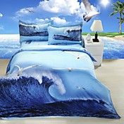Duvet Cover Set,4-Piece 3d Effect Printed Sea Gull Full Size