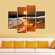 Stretched Canvas Print Art Landscape Beach in Sunset Set of 4