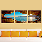 Canvas Set of 3 Landscape Sea in Sunrise Stretched Canvas Print Ready to Hang