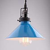 Bulb Included Pendant, 1 Light, Retro Light blue Metal Painting