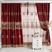 (One Panel Grommet Top) Fancy European Luxuriant Floral Embroidery Energy Saving Curtain
