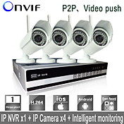 Sinocam 4CH Wifi H.264 NVR Kit(4pcs Wireless 1.0MP 3.6mm Day Night Vision Weatherproof IP Camera),P2P