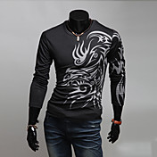 DAYD Slim Round Collar Dragon Tattoo T-Shirt(Black)