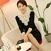 YGR Women's Black Lace Print Stand Neck Shirts