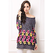 Women'S Autumn & Winter Long Woolen Sweater Small Flower Print