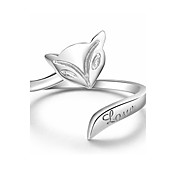 925 Silver Fox Pattern Adjustable Ring