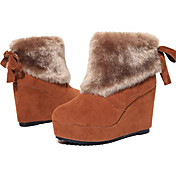 MMX Round Toe Bow Deocr Wedge Heel Snow Boots Within The Higher(Yellow)