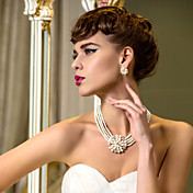 Luxurious Alloy With Rhinestone&Pearl Wedding Bridal Necklace Earrings Jewelry Set