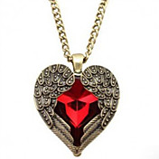 MISS U Women's Red Vintage Angel Wing Long Necklace