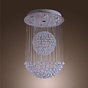 50W Modern Crystal Pendant Light with 7 Lights and Crystal Beaded Globe Decor (GU10 Base)