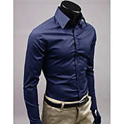 DJJM Men's pure color candy color long sleeve shirts(Navy Blue)
