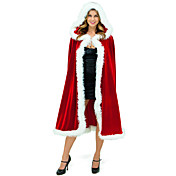 Women's Red Satin Christmas Hooded Cloak