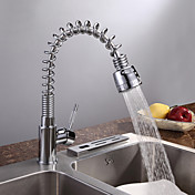 Solid Brass Spring Pull Down Kitchen Faucet - Chrome Finish