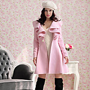 Ruff Tweed Wool Long Sleeve Overcoat(Pink)