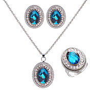Gorgeous Gold Plated Silver Plated With Pure Rhinestone Wedding Bridal Jewelry Set(Including Necklace,Earrings,Ring)