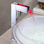 Color Changing LED Waterfall Bathroom Sink Faucet (Tall)