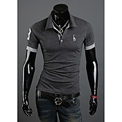 DJJM Men's Fashion Leisure Sell Like Hot Cakes Deer Embroidery Short Sleeve Polo T-Shirt(Dark Gray)