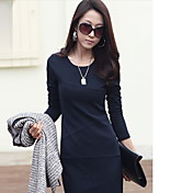 YGR Women's Navy BLue High Quality Fitted Long Sleeve Dress