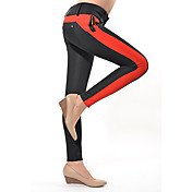 Women's contrast color zipper tight pants