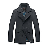 Power Man Solid Color Tweed Overcoat(Gray)
