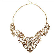 MISS U Women's Gold Vintage Luxury Lace Metal Ladies Short Necklace