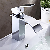 Contemporary Waterfall Bathroom Sink Faucet (Chrome Finish)