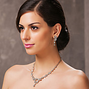 Beautiful Czech Rhinestones With Alloy Plated Wedding Necklace And Earrings Jewelry Set