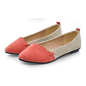 Shanhu Pointed Toe Contrast Color Flat Heel Pumps(Red)