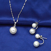 Amazing Sterling Silver With Imitation Pearl Wedding Bridal Jewelry Set(Including Necklace,Earrings)