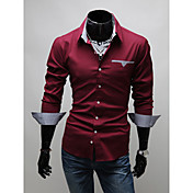 V's Check Lining Long Sleeve Slimming Shirt(Wine)