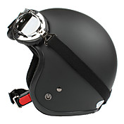 EVO SKY Matte Black-3 ABS Material Motorcycle Half Helmet (With The Harley Style Lens)