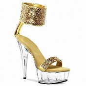 Faux Leather Women's Stiletto Heel Platform Sandals Shoes with Sequin (More Colors)