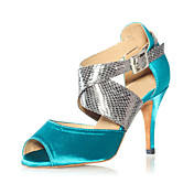 Amazing Metal Snake & Satin Ankle Cross Strap Latin Dance Sandals For Ladies(More Colors)