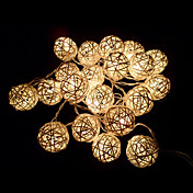 Ivory White Handmade Rattan Balls String Lights for Fairy Party & Patio Decor Party(20 PCS)