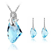 Sammy's Lovely Dolphin Pattern Crystal Studs And Necklace Set