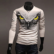 Shangdu Long Sleeve Owl Pattern T Shirt(Cream)