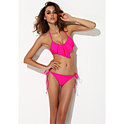THE FILLE Women's Sexy Halter Ruffle Simple Bikini
