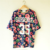 Women's Causal Letter Flower T-Shirt