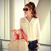 Women's V Neck Loose Chiffon Blouse