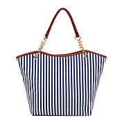 GMN  Women's Canvas Stripe Fashion One Shoulder Tote(Screen Color)