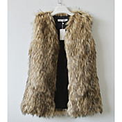 Sleeveless Collarless  Faux Fur Party/Casual Vest