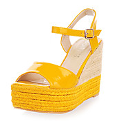 Faxu Leather Women's Wedge Heel Open Toe Sandals With Buckle Shoes(More Colors)