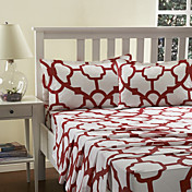 Sheet Set,4-Piece Red Geometricl Pattern