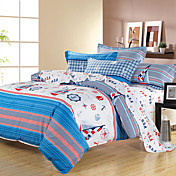BALIYA Cotton Sea Style 4 Pcs:Quilt Cover*1,Sheet*1,Pillow*2(Screen Color)