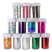 12PCS Laser Foil Nail Decorations Starry Nail Stickers No.1-12(120x4x0.1cm)