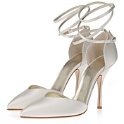 Satin Women's Wedding Stiletto Heel Pointed Toe Pumps/Heels Shoes