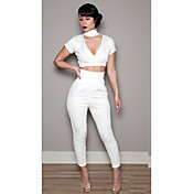 Yimei Women'S Pure White Tuxedo Sexy Sexy Jumpsuits Suit