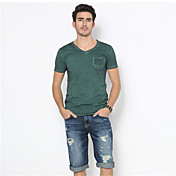 L&J Men's V Neck Vintage Basic Color T-shirt
